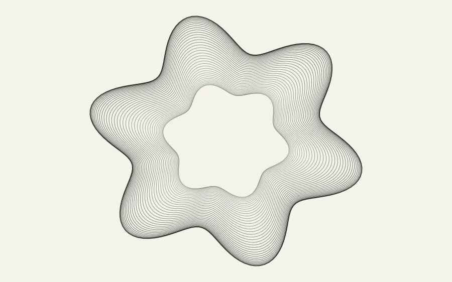 A layered contour drawing built from lobes, amplitude and twist